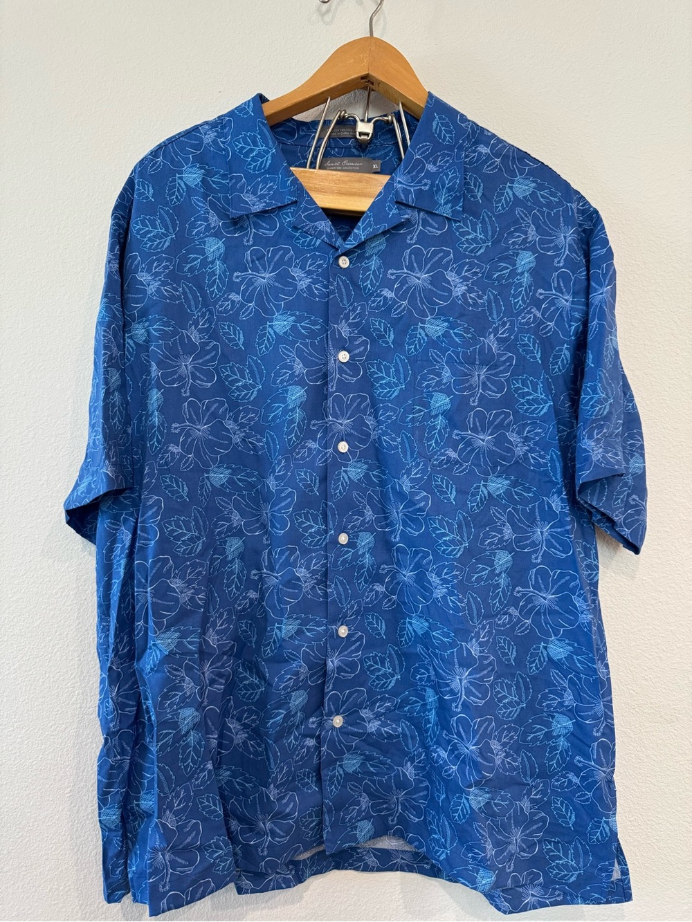 Men’s Blue Hawaiian Floral Shirt XL